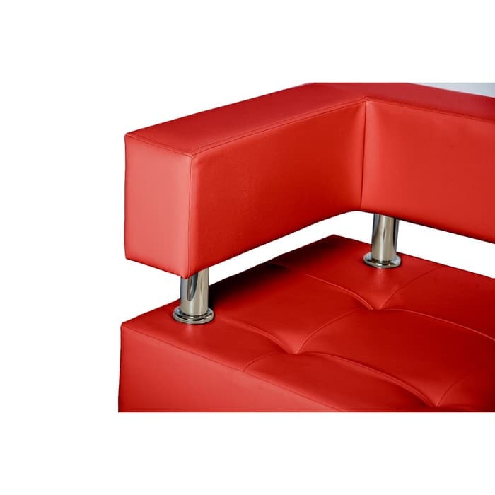 Диван офисный трёхместный «Райли», экокожа, цвет красный глянец