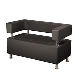 Диван офисный трёхместный «Райли», экокожа, цвет чёрный глянец