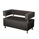 Диван офисный трёхместный «Райли», экокожа, цвет чёрный глянец