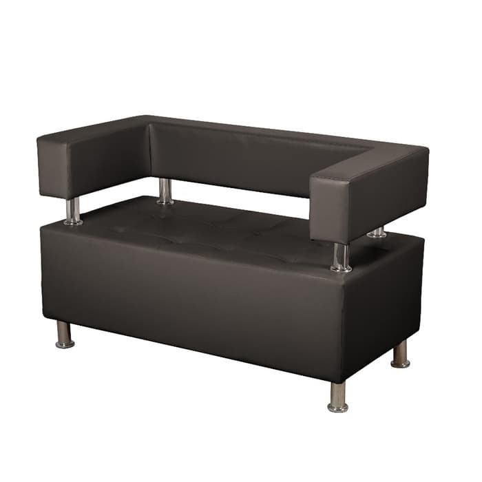 Диван офисный трёхместный «Райли», экокожа, цвет чёрный глянец