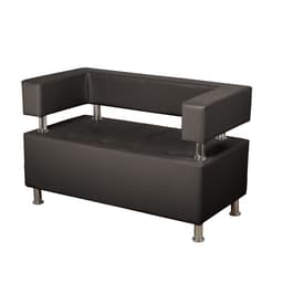 Диван офисный трёхместный «Райли», экокожа, цвет чёрный глянец