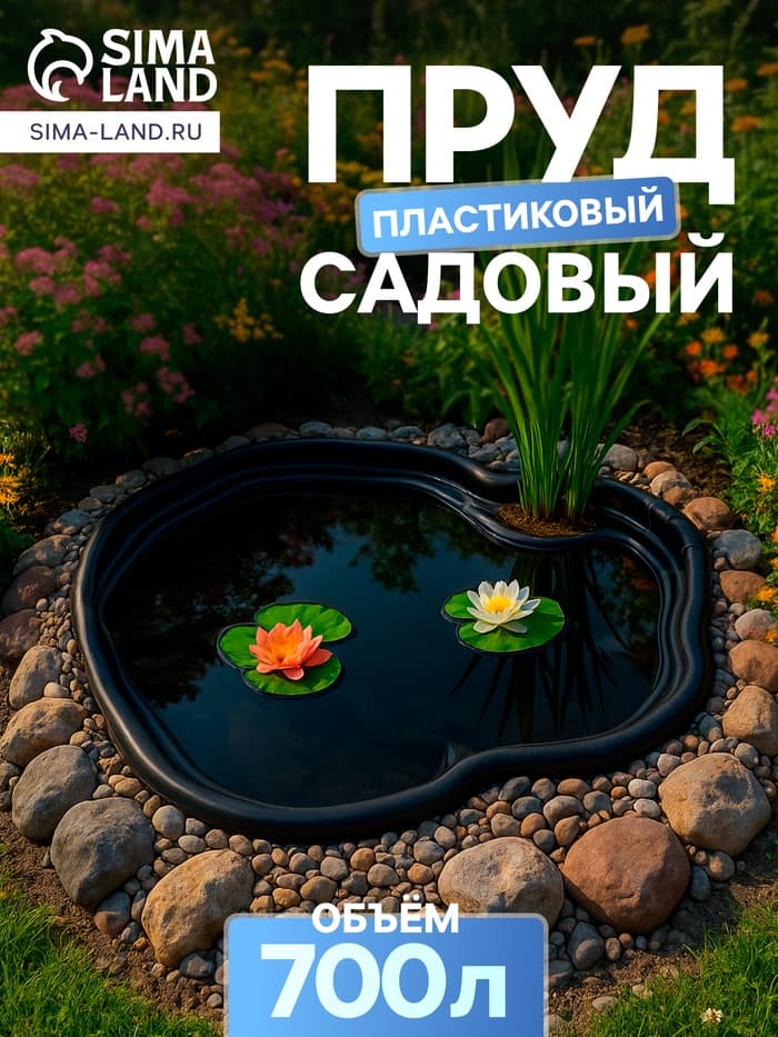 Пруд садовый пластиковый 700 л, чёрный