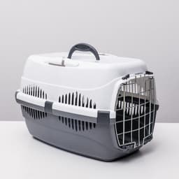 Переноска для животных до 9 кг «Пижон», 43×29×27.5 см, металлическая дверь, пластик, белая, серая