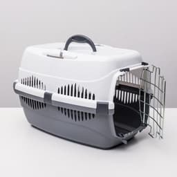 Переноска для животных до 9 кг «Пижон», 43×29×27.5 см, металлическая дверь, пластик, белая, серая