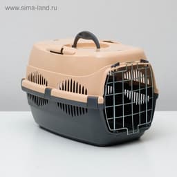 Переноска для животных до 9 кг «Пижон», 43×29×27.5 см, металлическая дверь, пластик, бежевая, серая