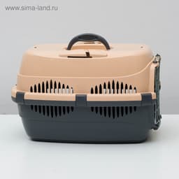 Переноска для животных до 9 кг «Пижон», 43×29×27.5 см, металлическая дверь, пластик, бежевая, серая