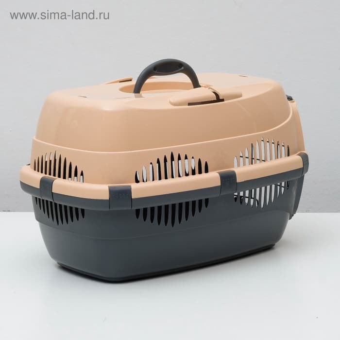 Переноска для животных до 9 кг «Пижон», 43×29×27.5 см, металлическая дверь, пластик, бежевая, серая