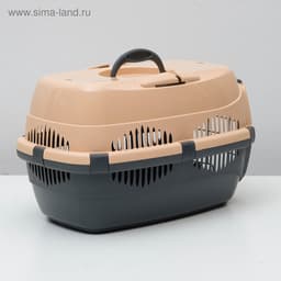 Переноска для животных до 9 кг «Пижон», 43×29×27.5 см, металлическая дверь, пластик, бежевая, серая