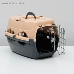 Переноска для животных до 9 кг «Пижон», 43×29×27.5 см, металлическая дверь, пластик, бежевая, серая