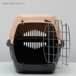 Переноска для животных до 9 кг «Пижон», 43×29×27.5 см, металлическая дверь, пластик, бежевая, серая