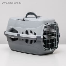 Переноска для животных до 9 кг «Пижон», 43×29×27.5 см, металлическая дверь, пластик, серая