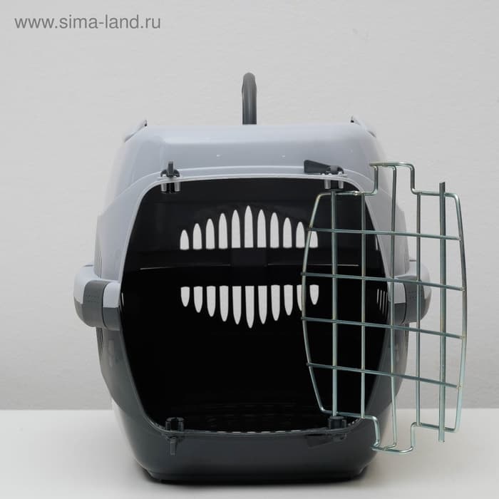 Переноска для животных до 9 кг «Пижон», 43×29×27.5 см, металлическая дверь, пластик, серая