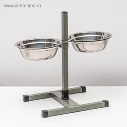 Подставка с мисками, 2×1 л, высота 40 см, разборная, зелёная