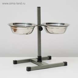 Подставка с мисками, 2×1 л, высота 40 см, разборная, зелёная