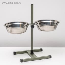 Подставка с мисками, 2×2.5 л, высота 60 см, разборная, зелёная