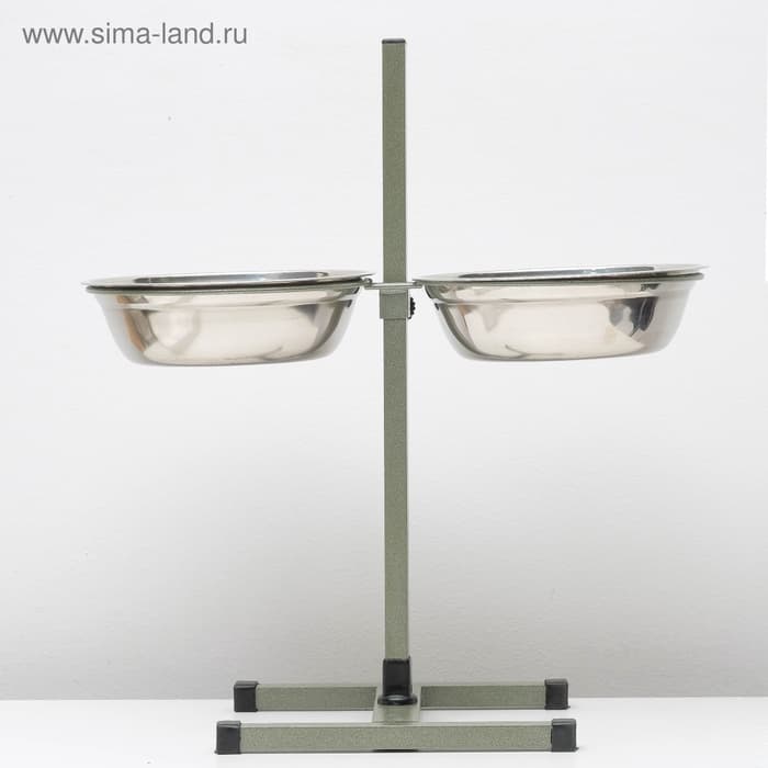 Подставка с мисками, 2×2.5 л, высота 60 см, разборная, зелёная