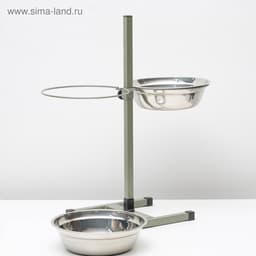 Подставка с мисками, 2×2.5 л, высота 60 см, разборная, зелёная