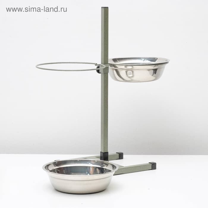 Подставка с мисками, 2×2.5 л, высота 60 см, разборная, зелёная