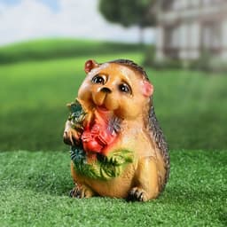 Садовая фигура из гипса «Ежик с цветами», 15×11×12 см