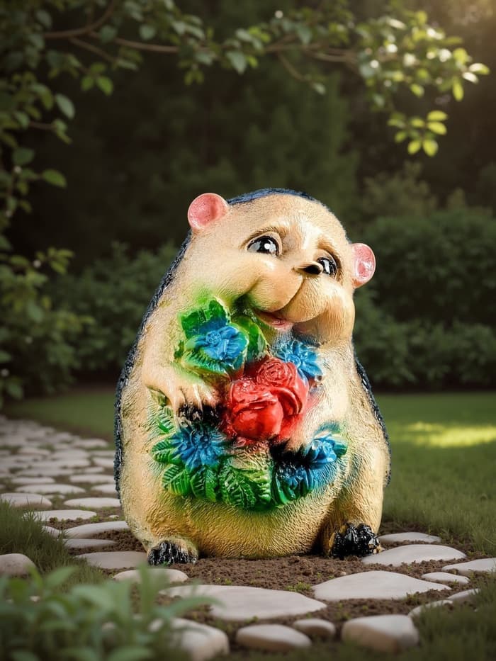 Садовая фигура из гипса «Ежик с цветами», 15×11×12 см