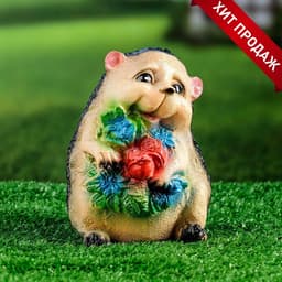 Садовая фигура из гипса «Ежик с цветами», 15×11×12 см