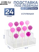 Подставка под леденцы, 18×17×25 см, оргстекло 3 мм, 3 ступеньки, вместимость на 24 шт.