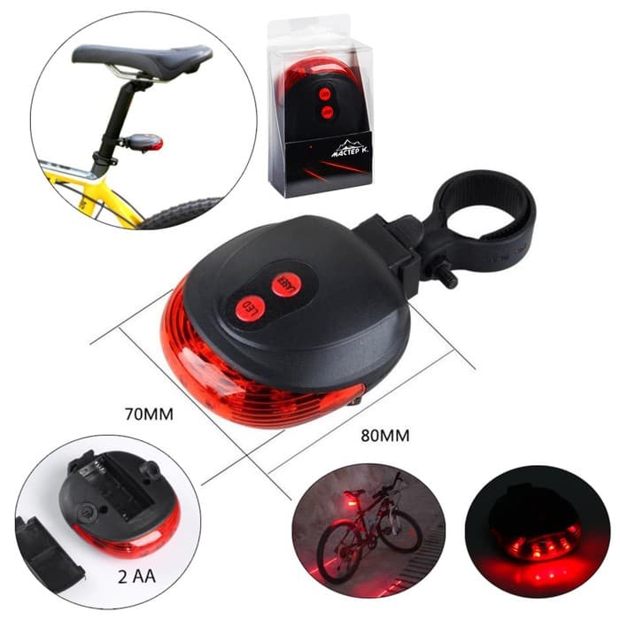 Задний фонарь с лазером «Мастер К», велосипедный, водонепроницаемый, 4 режима, 2ААА