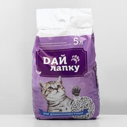 Наполнитель минеральный впитывающий «Дай лапку», для длинношерстных, фракция 6-10, 5 л