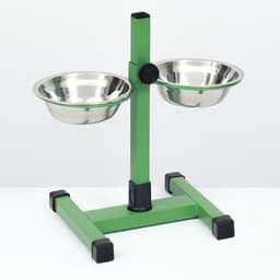 Подставка с мисками, 2×350 мл, высота 30 см, разборная, зелёная