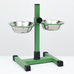 Подставка с мисками, 2×350 мл, высота 30 см, разборная, зелёная