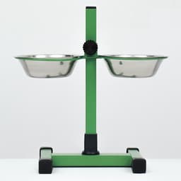 Подставка с мисками, 2×350 мл, высота 30 см, разборная, зелёная