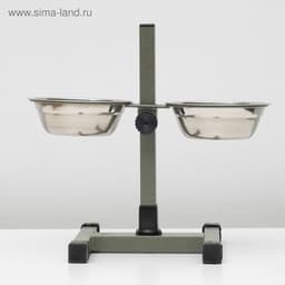 Подставка с мисками, 2×350 мл, высота 30 см, разборная, зелёная