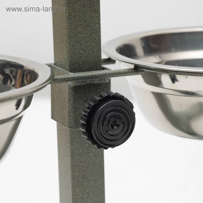 Подставка с мисками, 2×350 мл, высота 30 см, разборная, зелёная