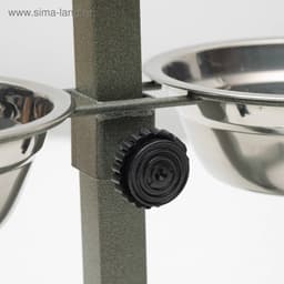 Подставка с мисками, 2×350 мл, высота 30 см, разборная, зелёная