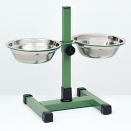 Подставка с мисками, 2×500 мл, высота 30 см, разборная, зелёная
