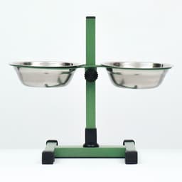 Подставка с мисками, 2×500 мл, высота 30 см, разборная, зелёная