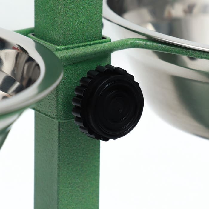 Подставка с мисками, 2×500 мл, высота 30 см, разборная, зелёная