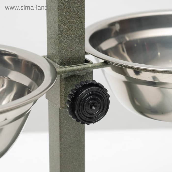 Подставка с мисками, 2×500 мл, высота 30 см, разборная, зелёная