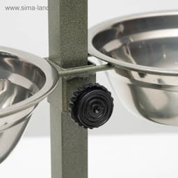 Подставка с мисками, 2×500 мл, высота 30 см, разборная, зелёная