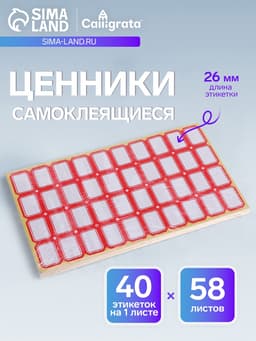 Набор 58 листов: ценники самоклеящиеся, 19×26 мм, 40 штук на 1 листе