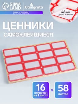 Набор 58 листов: ценники самоклеящиеся, 26×48 мм, 16 штук на 1 листе