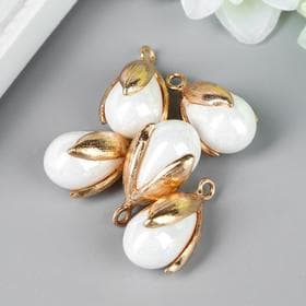 Декор для творчества пластик «Жемчужинка в раковине с петелькой», набор 5 шт., 1.2×1.6 см