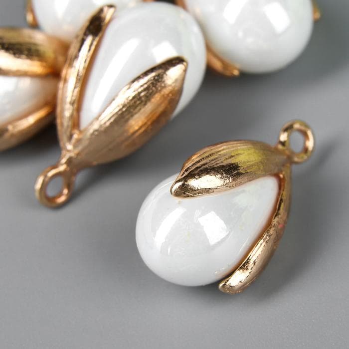 Декор для творчества пластик «Жемчужинка в раковине с петелькой», набор 5 шт., 1.2×1.6 см