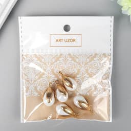 Декор для творчества пластик «Жемчужинка в раковине с петелькой», набор 5 шт., 1.2×1.6 см