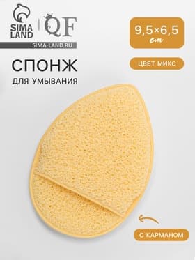 Спонж для умывания «Капелька», 9×6 см, с карманом, МИКС