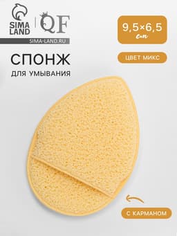 Спонж для умывания «Капелька», 9×6 см, с карманом, МИКС