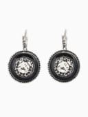 Серьги с эмалью «Круг», изящность, чёрные в серебре