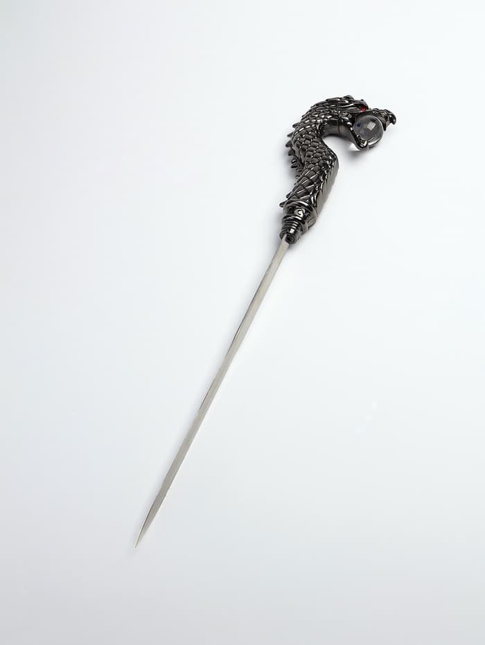 Сувенирная трость с клинком 30 см, набалдашник: дракон серебристый