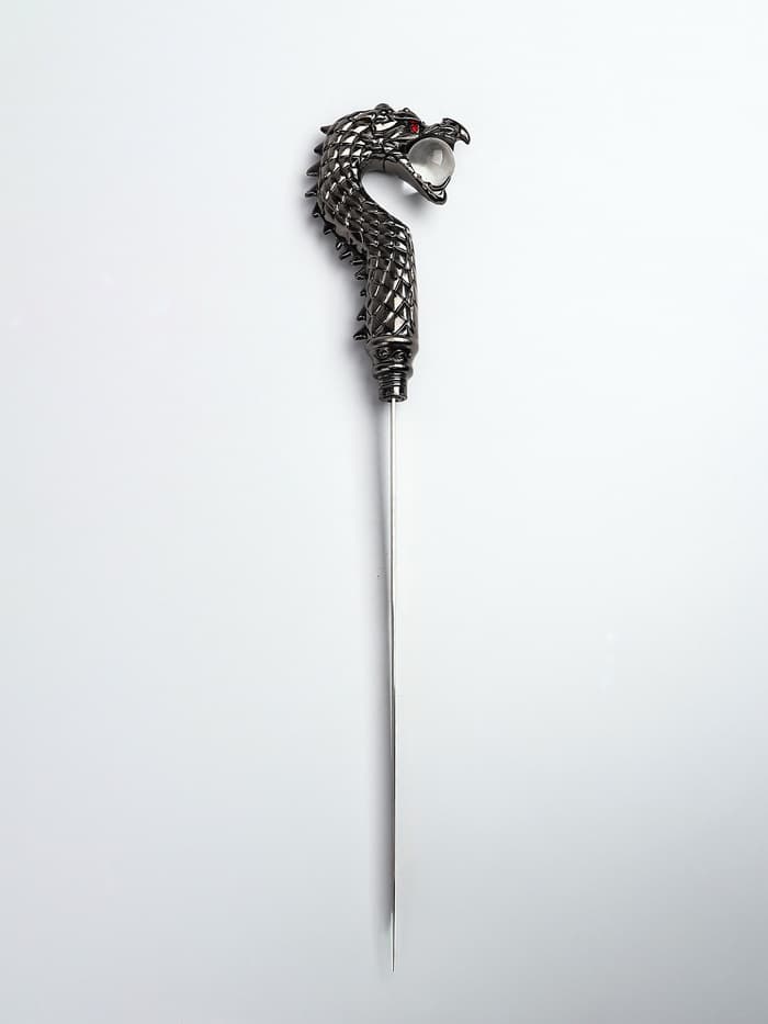 Сувенирная трость с клинком 30 см, набалдашник: дракон серебристый