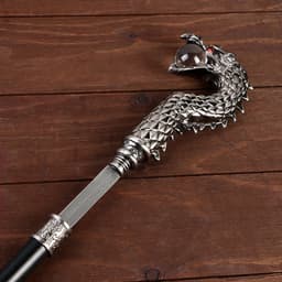 Сувенирная трость с клинком 30 см, набалдашник: дракон серебристый